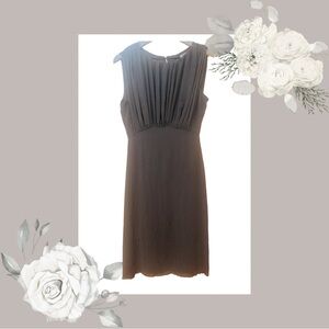 L’AGENCE Charcoal Grey Washed Silk Dress with Pleated Front
